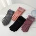 Women's gloves autumn and winter cute thickened velvet ladies cycling windproof cold proof five finger touch screen cycling spring and autumn style_maomaolike.com
