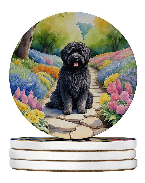 Puli Spring Path Large Sandstone Coasters Pack Of 4 Absorbent Round Coasters Decor Gifts For Men Or Women, 4 In, Multicolor_maomaolike.com