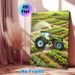 Farm Tractor Gardening Painting Poster, Vibrant Cartoon-style Poster, Green Tractor Watering Vegetable Fields, Fresh Pastoral Decor Idea For Home_maomaolike.com