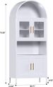 73 In Tall Metal Arched Cabinet, Kitchen Pantry Cabinet With Glass Door, Modern Farmhouse Arched Bookcase With 2 Adjustable Shelves For Living Room, White, Assembly Required_maomaolike.com