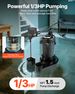 Submersible Sewage Pump, 1/3 HP, 3000 GPH Cast Iron Sewage/Effluent Pump With Automatic Float Switch, 1.5-Inch NPT Discharge, 120V, 25 Ft Lift, For Basement, Septic Tank, Residential Sump Basin_maomaolike.com