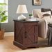 Farmhouse End Table Nightstand Rectangular Farmhouse End Table With Barn Door And Adjustable Storage Shelf, Rustic Sofa Side Table For Living Room, Bedroom_maomaolike.com