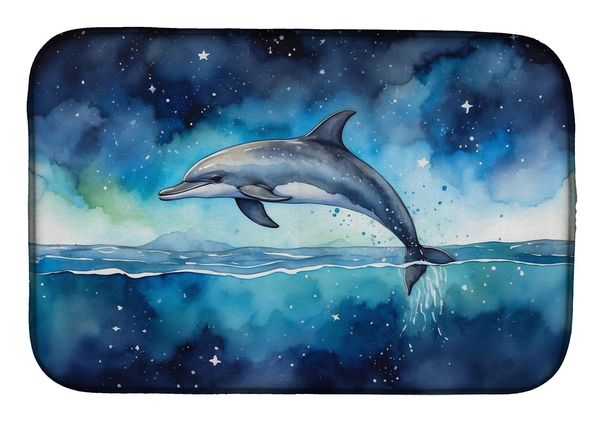 Dolphin In A Starry Sea Dish Drying Mat Absorbent Dish Drying Mat Pad For Kitchen Counter Dish Drainer Mat For Countertop, 14 X 21", Multicolor_maomaolike.com