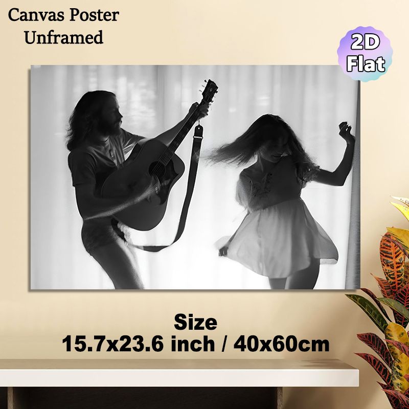 Music & Dance Themed Painting Poster, Monochrome Warm Joyful Scene Poster, Adds Lively Relaxed Vibe, Ideal For Bedroom, Living Room Wall Decor_maomaolike.com