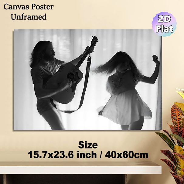 Music & Dance Themed Painting Poster, Monochrome Warm Joyful Scene Poster, Adds Lively Relaxed Vibe, Ideal For Bedroom, Living Room Wall Decor_maomaolike.com