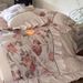 1 French Style Girl 100S Australian Pure Four-Piece Set Rose Floral Ruffled Edge Full Cotton Duvet Cover Romantic Bedding_maomaolike.com