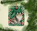 Cymric Cat By The Christmas Tree Porcelain Ornament Christmas Tree Hanging Decorations For Home Christmas Holiday, Rectangle, Gift, Multicolor_maomaolike.com