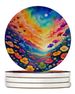 Colorful Petunias Large Sandstone Coasters Pack Of 4 Absorbent Round Coasters Decor Gifts For Men Or Women, 4 In, Multicolor_maomaolike.com