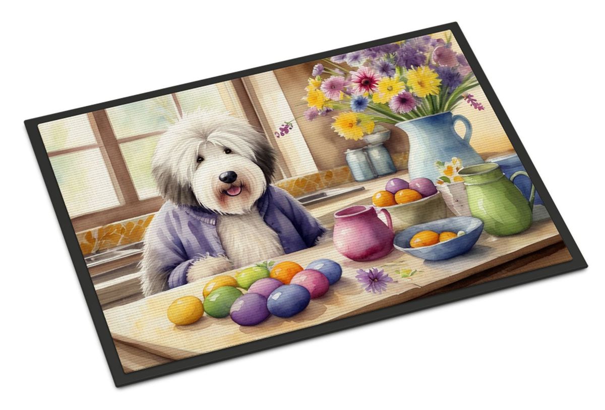 Decorating Easter Old English Sheepdog Doormat Front Door Mat Indoor Outdoor Rugs For Entryway, Non Slip Washable Low Pile, 24H X 36W_maomaolike.com