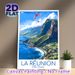 La Réunion Coastal Paragliding Painting Poster, Vibrant Retro Travel Style Poster, Scenic Ocean Cliff View With Paragliding, Ideal Wall Decor For_maomaolike.com