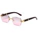 Unisex Square glasses Rimless cut edge sunglasses Women's fashion glasses gradual color sunscreen sunglasses_maomaolike.com