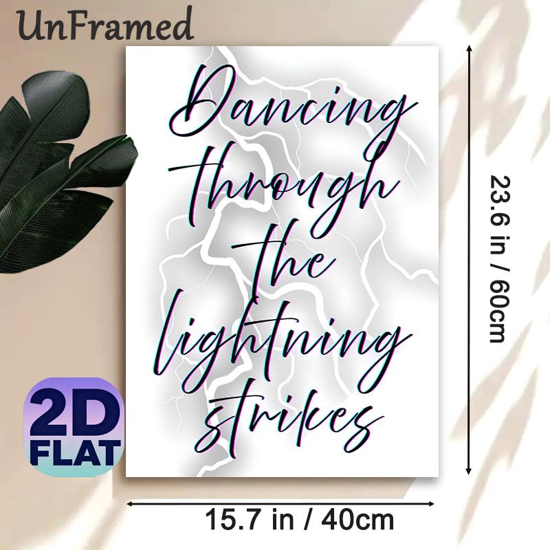 Lightning-themed Typography Painting Poster, Vibrant Glitch-style "Dancing Through The Lightning Strikes" Text Poster, Stylish Artistic Decor For_maomaolike.com