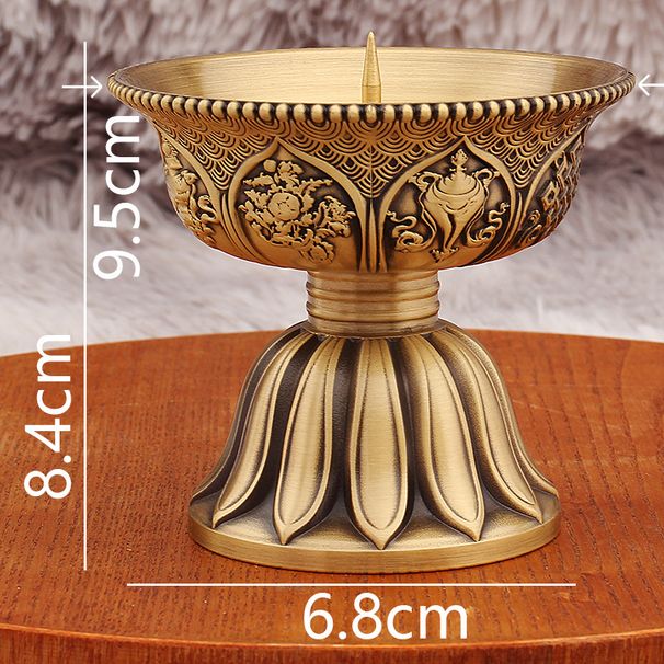 Brass Eight Auspicious Home Worship Buddha Pure Copper Candle Holder Metal Copperware Crafts Wholesale Exhibition Sales Gifts_maomaolike.com