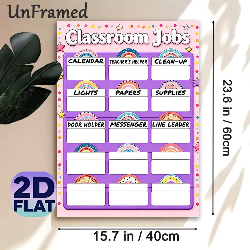 Classroom Jobs Painting Poster, Colorful Boho-style Poster, Practical Blank Slots To Assign And Organize Classroom Duties, Ideal For Classroom_maomaolike.com