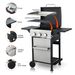 3-Burner Propane Gas BBQ Grill, SS Plancha, 36900BTU Output With Wire Enamel Cooking Grids For Outdoor Barbecue, Foldable Side Table, Hanging Basket, Stainless Steel_maomaolike.com