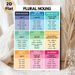 Plural Nouns Educational Painting Poster, Clear-structured Colorful Categorized Grammar Poster, Helps Master English Plural Noun Rules, Ideal For_maomaolike.com