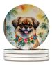 Tibetan Spaniel Luau Large Sandstone Coasters Pack Of 4 Absorbent Round Coasters Decor Gifts For Men Or Women, 4 In, Multicolor_maomaolike.com