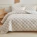 Bedspreads - Soft Bed Summer Quilt Lightweight Modern Style - Geometric Embroidery Pattern Coverlet For All Season - 3 Piece (1 Quilt, 2 Pillow Shams)_maomaolike.com