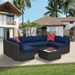 Patio Furniture PE Wicker & Tempered Glass Table_maomaolike.com