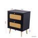 2-drawer Rattan Nightstand For Bedroom And Living Room, End Table, Side Table With 2 Hand Made Rattan Decorated Drawers_maomaolike.com