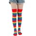 Unisex Rainbow striped socks Holiday party stockings Colorful over-the-knee stockings women's socks party stockings_maomaolike.com