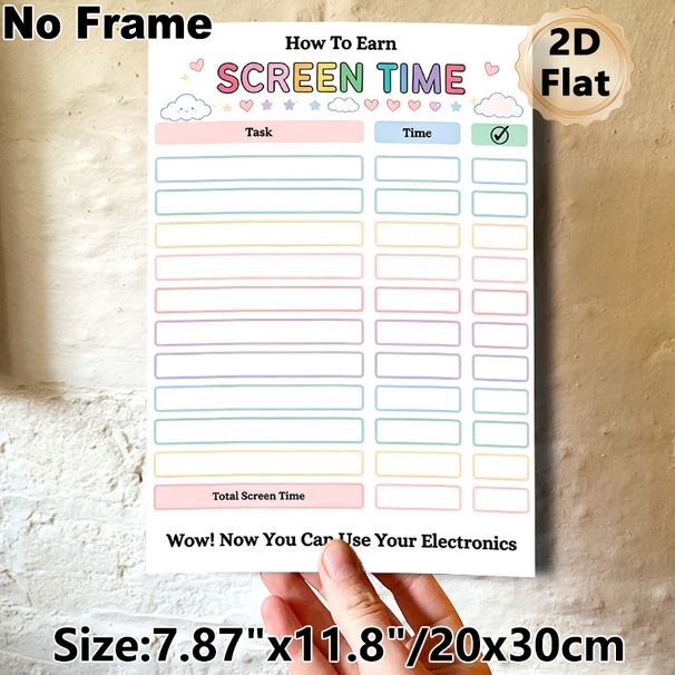 Screen Time Reward Chart Painting Poster, Pastel-colored Cute Cartoon Style Poster, Practical Tracker To Record Tasks And Earn Screen Time, Ideal For_maomaolike.com