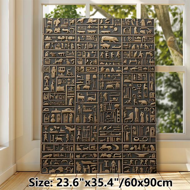 Egyptian Hieroglyphs Painting Poster, Vintage Intricate Carved-style Poster, Authentic Ancient Egyptian Script Design, Ideal For Home Study And Living_maomaolike.com