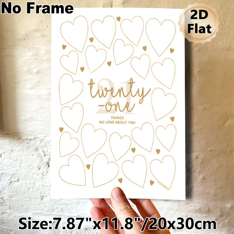 21st Birthday Heart Painting Poster, Elegant Gold Outline Heart Frame Poster, Meaningful Design To List 21 Beloved Traits, Ideal For Birthday_maomaolike.com