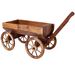 Wood Wagon Flower Planter Pot Stand W/Wheels Home Garden Outdoor Decor_maomaolike.com