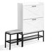 Barn Door Style Shoe Cabinet With 2 Flip-down Compartments, Baffle, Wire Mesh, Metal Legs With Soft Pads And 1 Hook_maomaolike.com