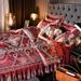 European Satin Luxury Jacquard High-end Bed Skirt Four-piece Set Lace Bedspread Nordic Style Duvet Cover Bedding Wholesale_maomaolike.com