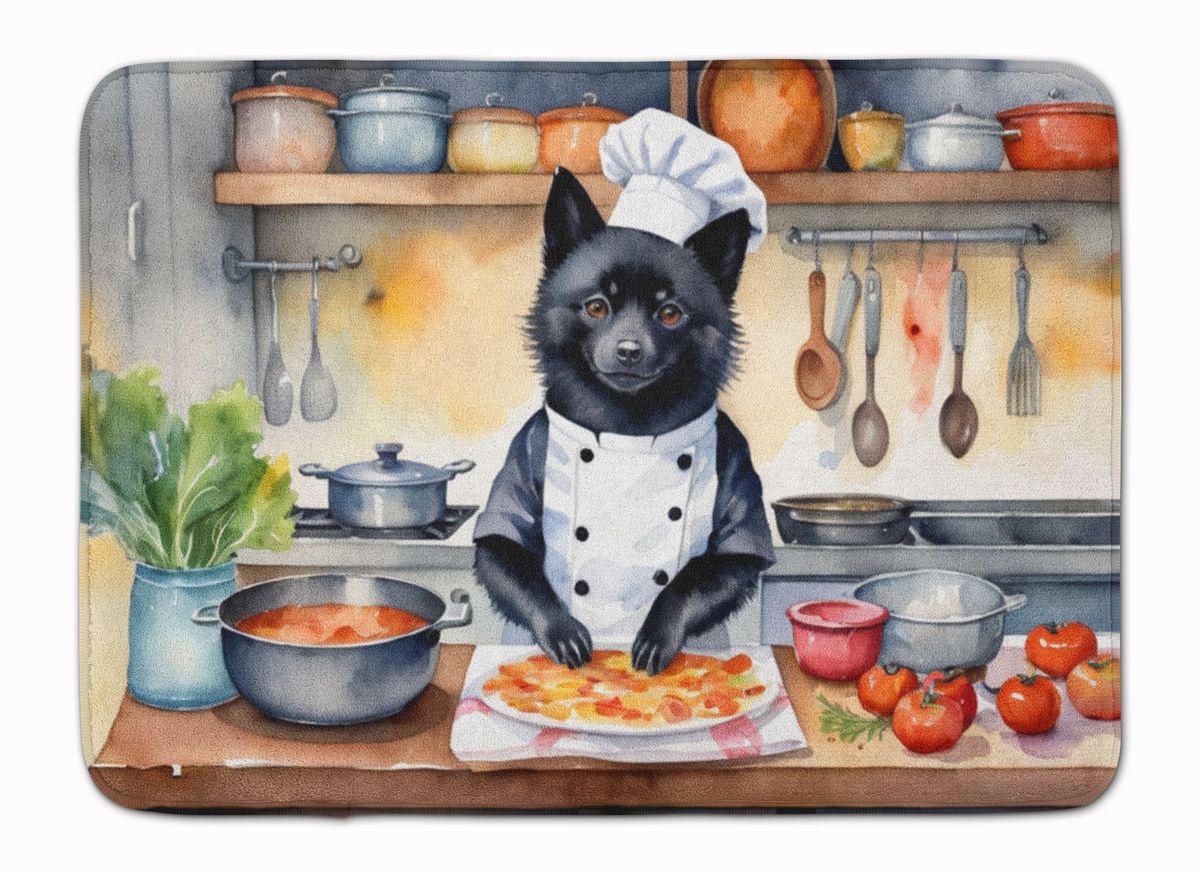 Schipperke The Chef Memory Foam Kitchen Mat Machine Washable Anti-Fatigue Mat Cushion Comfort Bath Mat Or Kitchen Rug_maomaolike.com