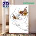 Floral Embracing Figure Painting Poster, Minimalist Line Art Poster, Warm-toned Blooming Floral Adorned Embracing Figure, Gentle Artistic Decor Ideal_maomaolike.com