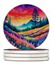 Colorful Yarrow Large Sandstone Coasters Pack Of 4 Absorbent Round Coasters Decor Gifts For Men Or Women, 4 In, Multicolor_maomaolike.com