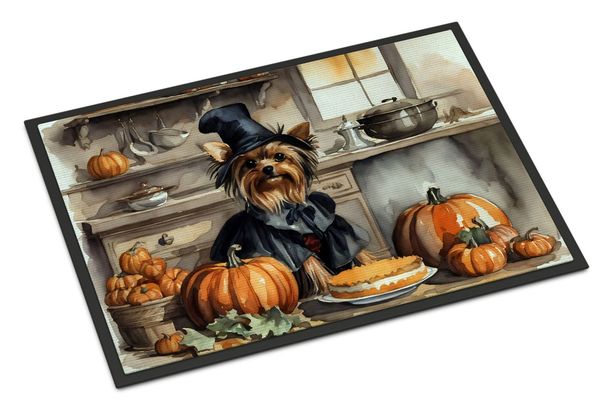 Yorkie Fall Kitchen Pumpkins Doormat Front Door Mat Indoor Outdoor Rugs For Entryway, Non Slip Washable Low Pile, 24H X 36W_maomaolike.com