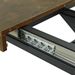 Retro Rectangular Stretch Dining Table, Antique Wood Top And Black Relief Plate, Black Fine Sand Cross Iron Foot Base Dining Table, With Storage Box_maomaolike.com