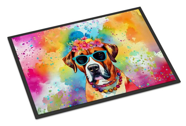 Boxer Hippie Dawg Doormat Front Door Mat Indoor Outdoor Rugs For Entryway, Non Slip Washable Low Pile, 24H X 36W_maomaolike.com