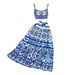 Women's Clothing Casual Celadon Print Camisole Two piece Set High Waist Slim A Line Swing Skirt Summer_maomaolike.com
