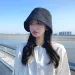 Hot Sale 2024 New Best-selling Sun Hat Fashion Pleated Bubble Plaid Ladies Fisherman Hats Breathable All-match Show Face Small_maomaolike.com