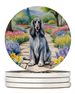 Afghan Hound Spring Garden Large Sandstone Coasters Pack Of 4 Absorbent Round Coasters Decor Gifts For Men Or Women, 4 In, Multicolor_maomaolike.com