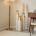 Mother's Day Gift Set - Gilded White 3D Relief Flower Metal Vase Set 24". 29". 32. 68 Height_maomaolike.com