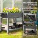 Wood Raised Planter Box, Elevated Garden Bed With Lockable Wheels, Side Tables, Bottom Shelf, Drain Holes, Gray_maomaolike.com