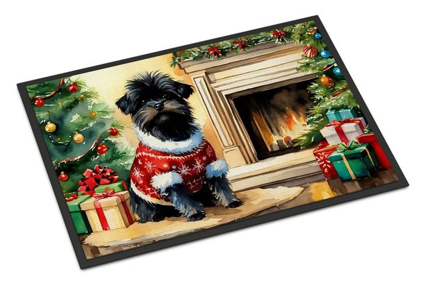 Affenpinscher Cozy Christmas Doormat Front Door Mat Indoor Outdoor Rugs For Entryway, Non Slip Washable Low Pile, 24H X 36W_maomaolike.com