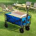 1pc Collapsible Foldable Wagon Cart, 330LBS Heavy Duty Utility Garden Cart With All-Terrain Wheels For Beach, Lawn, Sports, Camping, Black, 30"_maomaolike.com