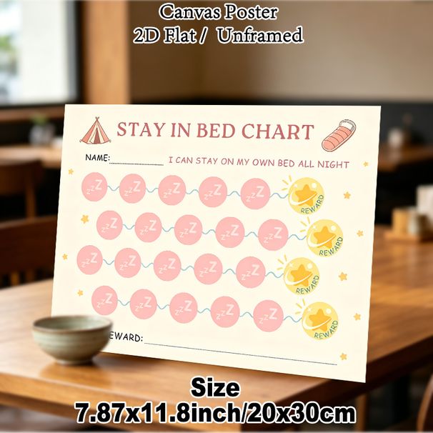 Stay In Bed Reward Chart Painting Poster, Soft-toned Cute Bedtime-themed Poster, With Sleep Icons And Reward Stars, Helps Encourage Staying In Bed All_maomaolike.com