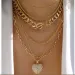 Vintage Punk Gold-plate Thick Chain Head Portrait Coin Pendant Necklace For Women Fashion Multilevel Geometric Hip Hop_maomaolike.com