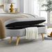 Ottoman Oval Storage Bench, Rubber Wood Legs, Grey(43.5"x16"x16")_maomaolike.com