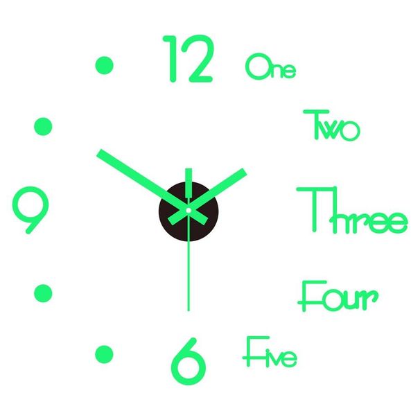 DIY Digital Living Room Wall Clock Luminous 3D Frameless Clock Wall Stickers Mute Clock For Bedroom Office Wall Decor_maomaolike.com