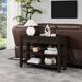 Retro Design Console Table With Two Open Shelves, Pine Solid Wood Frame And Legs For Living Room_maomaolike.com