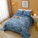 100% Cotton Floral Printed Bedding Quilt Sets, Vintage Lightweight Coverlet Ultra Soft Bedspread Set With Pillow Shams_maomaolike.com